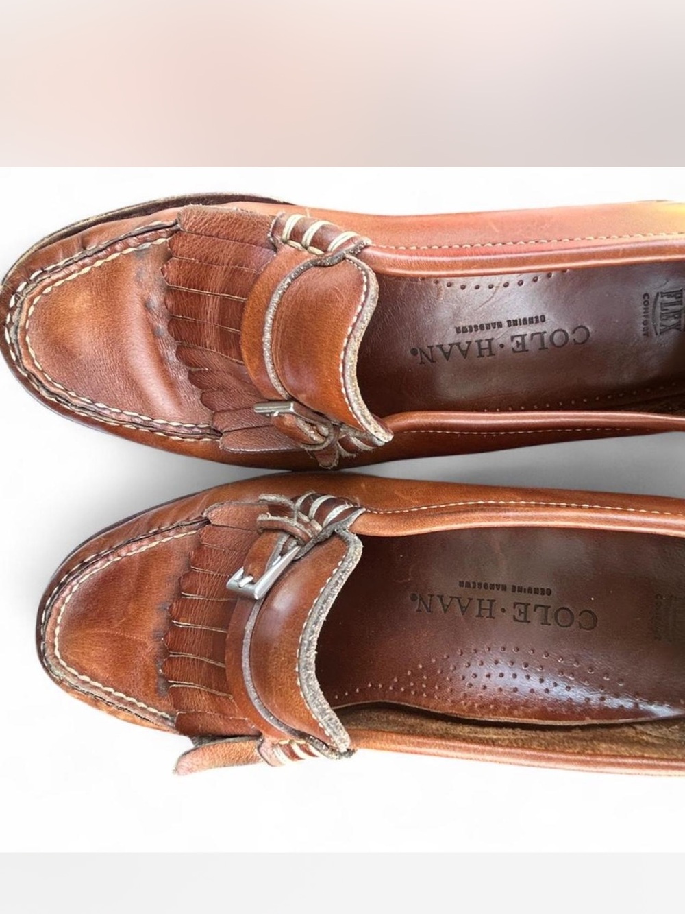 Cole Haan women’s Tan Leather Kiltie Bit Loafers
